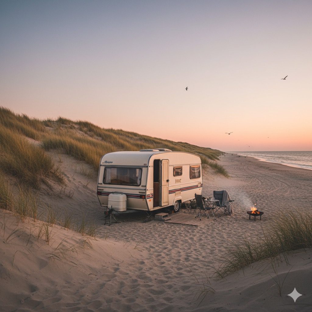 Wohnmobil an dänischer Mautstelle