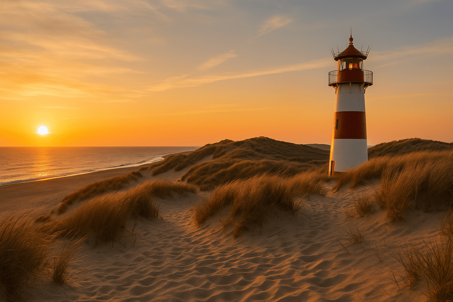 Leuchtturm bei Blåvand in klarem Winterlicht