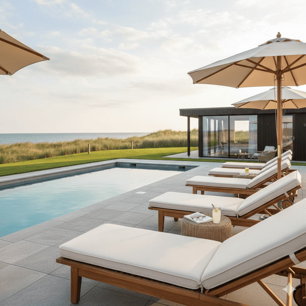 Komfortable Pool-Liegen für den Ferienhaus-Urlaub