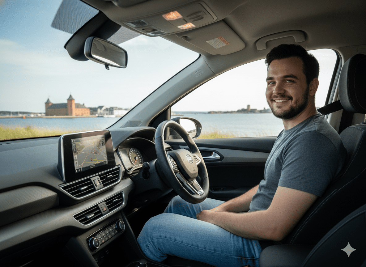 Marcel mit Thermobecher am Strand in Dänemark – persönliche Erfahrung