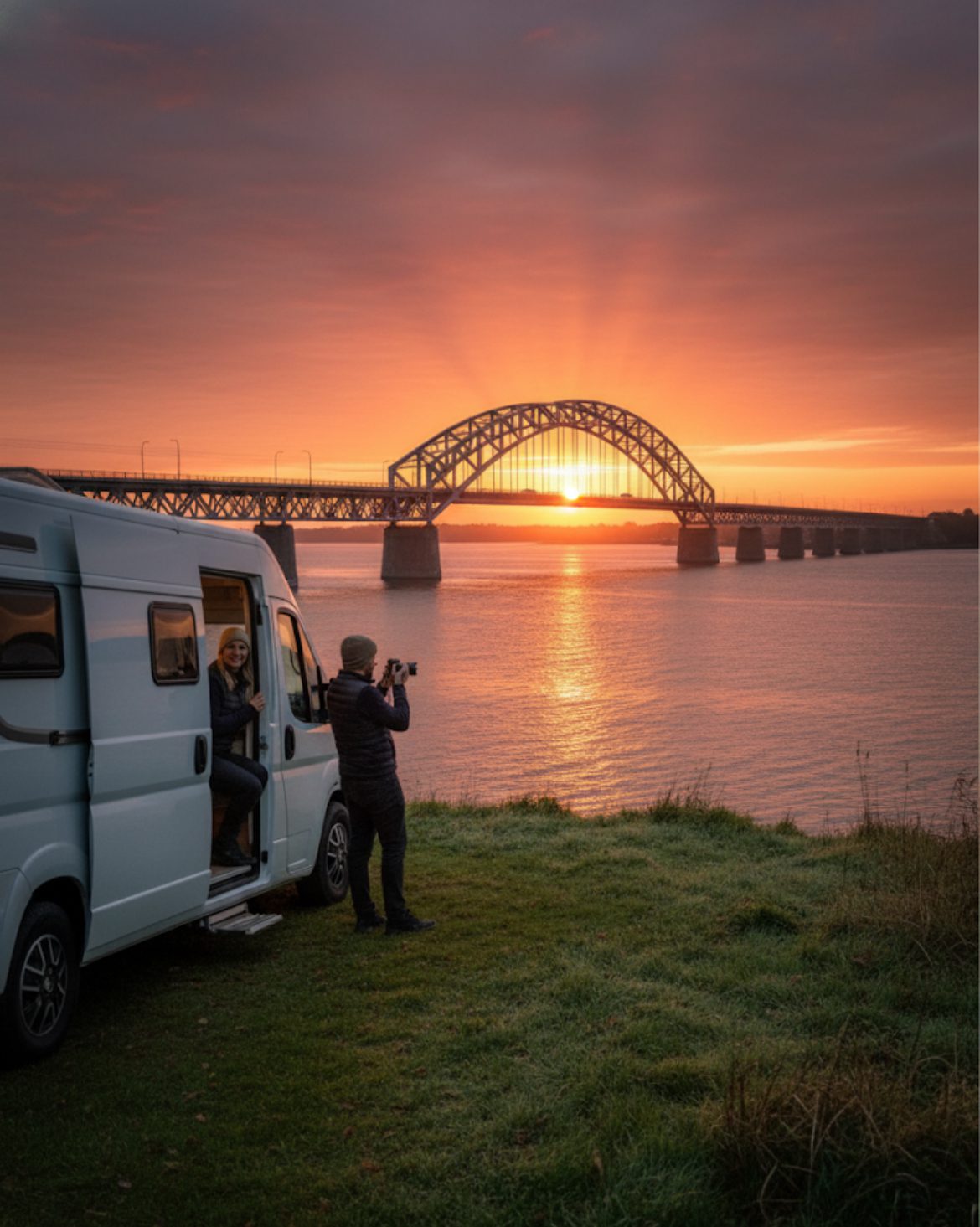 Marcel bei Sonnenuntergang auf Rømø - Wildcamping am Strand in Dänemark